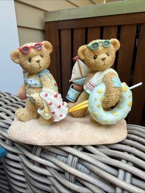 Beach Bears Figurine - Cute Twin Teddy Beach Set